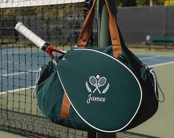 Bolso de tenis personalizado, bolsa para raqueta de tenis bordada personalizada, regalo deportivo grande para amantes y jugadores de tenis AH