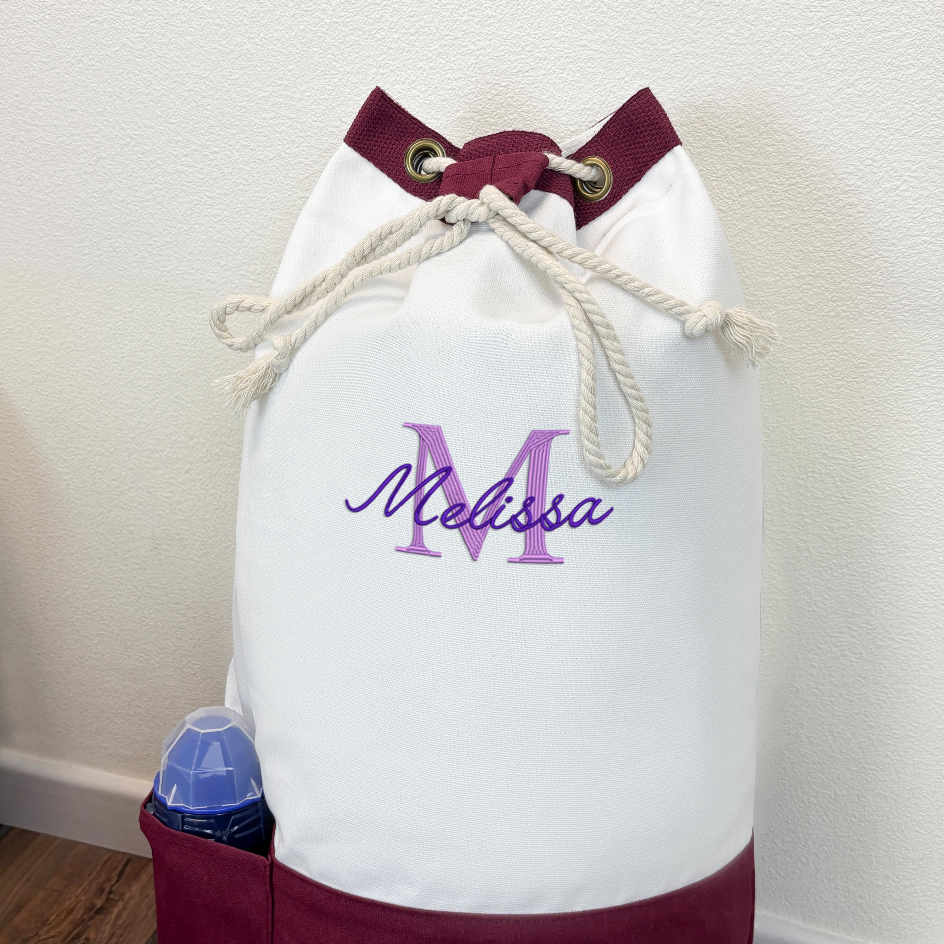 Graduation Gift – Personalized Laundry Bag – Monogrammed Heavy Duty Canvas Hamper Backpack – College Dorm Must-Have for Seniors