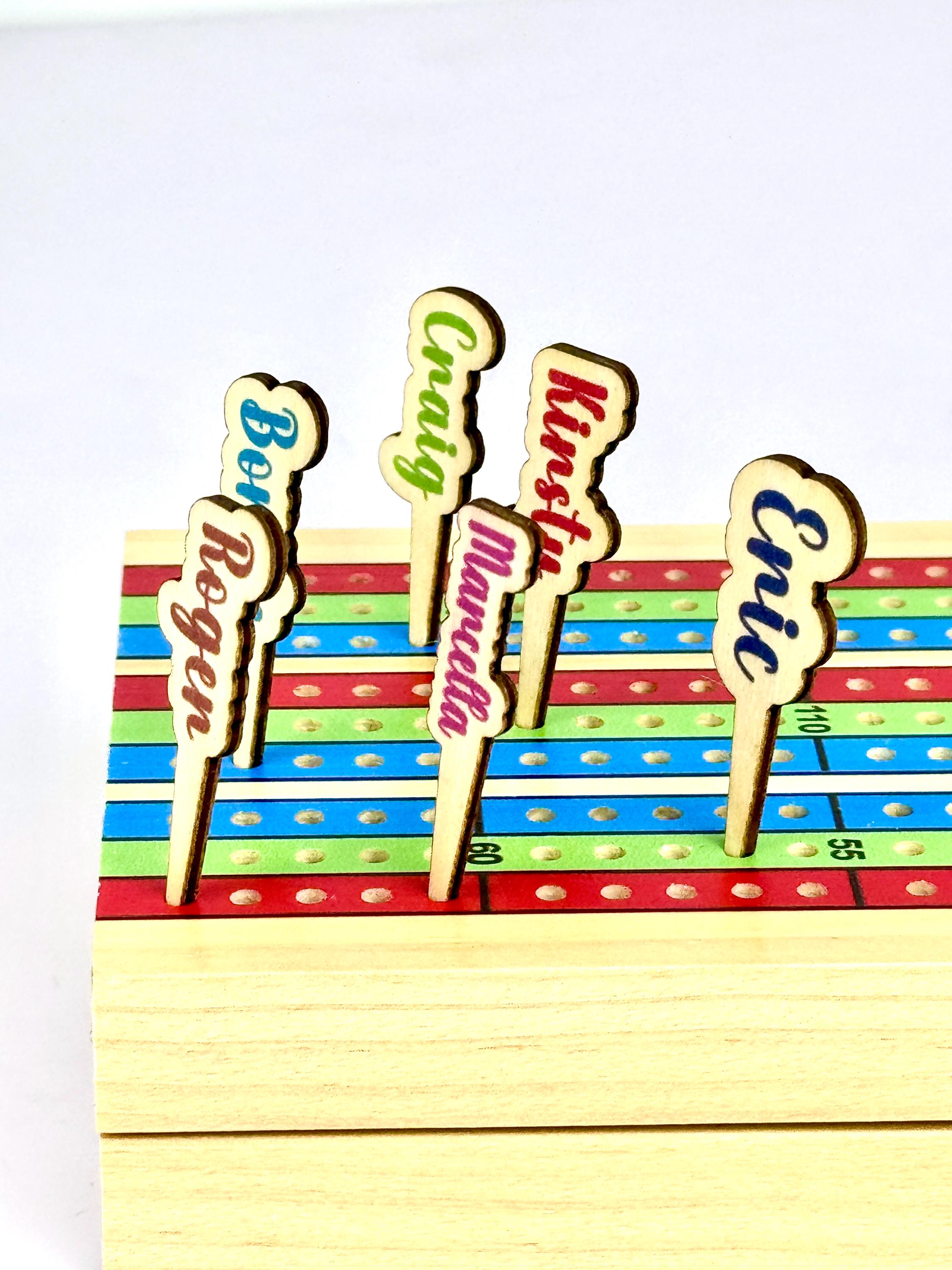 Custom Wood Cribbage Pegs, Name Cribbage Pegs, Set of 3 Personalized Wood Cribbage Pegs