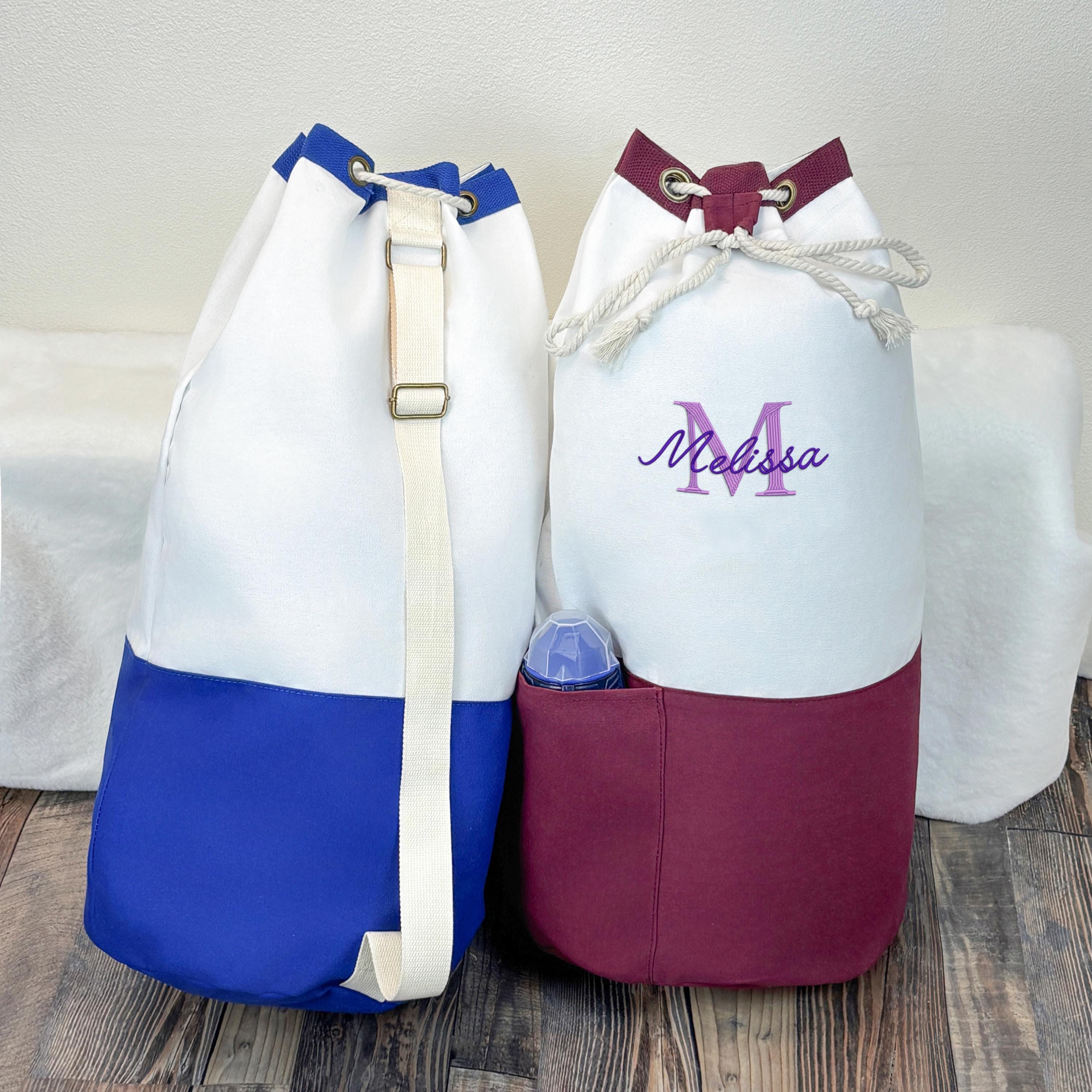 Graduation Gift – Personalized Laundry Bag – Monogrammed Heavy Duty Canvas Hamper Backpack – College Dorm Must-Have for Seniors