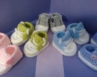 How to Crochet My Easy Converse Style Slippers patterns Newborn to UK size 4 half sizes included