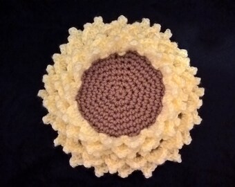 crochet sunflower coaster pattern PDF in US and UK terms