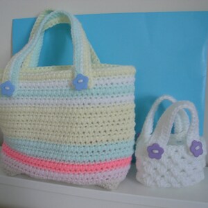 Dos bolsos de mano sin asas elásticas, patrón de crochet fácil en pdf escrito en términos estadounidenses