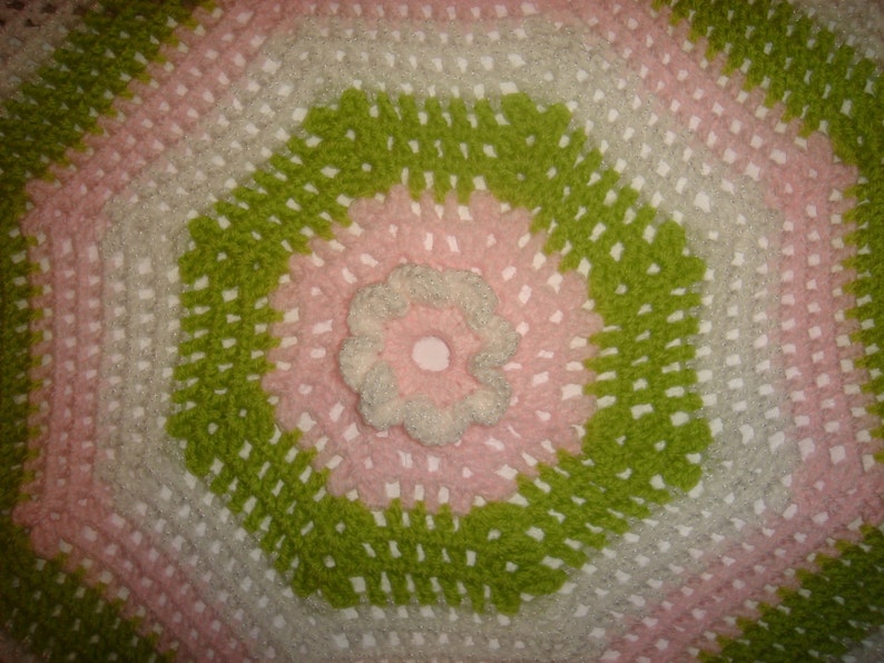 Crochet Octagon Baby Blanket With Flower Pattern US Version Etsy