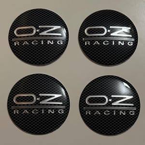 Set of 4 Carbon Black OZ Racing 65mm (2.56 inch) Wheel Hub Center Stickers