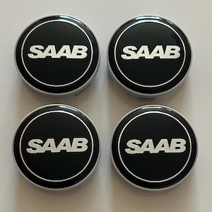 Set of 4 Black SAAB 63mm (2.48 inch) Wheel Hub Center Caps