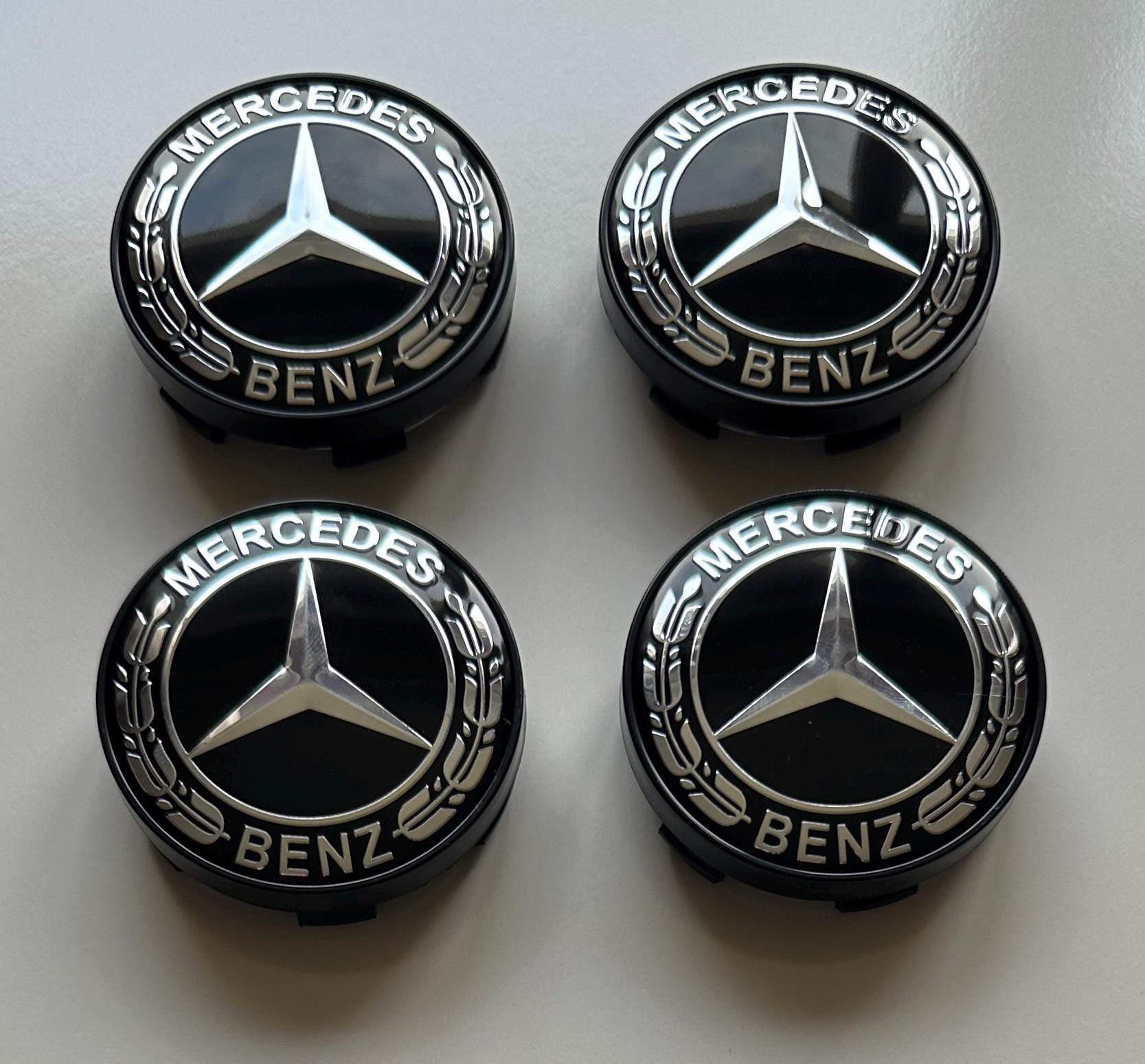 Set of 4 Black Mercedes Benz 60mm (2.36 inch) Wheel Hub Center Caps