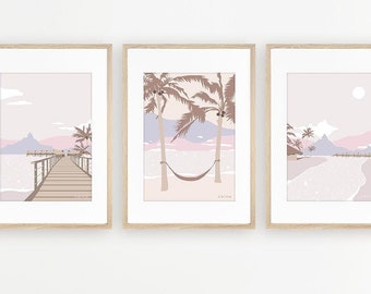 Set of 3, Bora Bora Artwork, Bora Bora Digital Print, Bora Bora Art Print, Digital Artwork, Soft Artwork