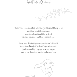 Printable Poem Limitless Dreams Original Poem (Digital Download) / Poems on Motherhood / Gifts for Mom or Mom-to-be / Celebrating Motherhood
