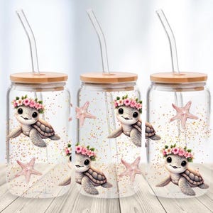 Turtles Libbey Glass Wrap, Turtles 16 Oz Glass Can Wrap PNG, Summer Glass Tumbler Wrap, Glass Can Sublimation Wrap, Digital Download