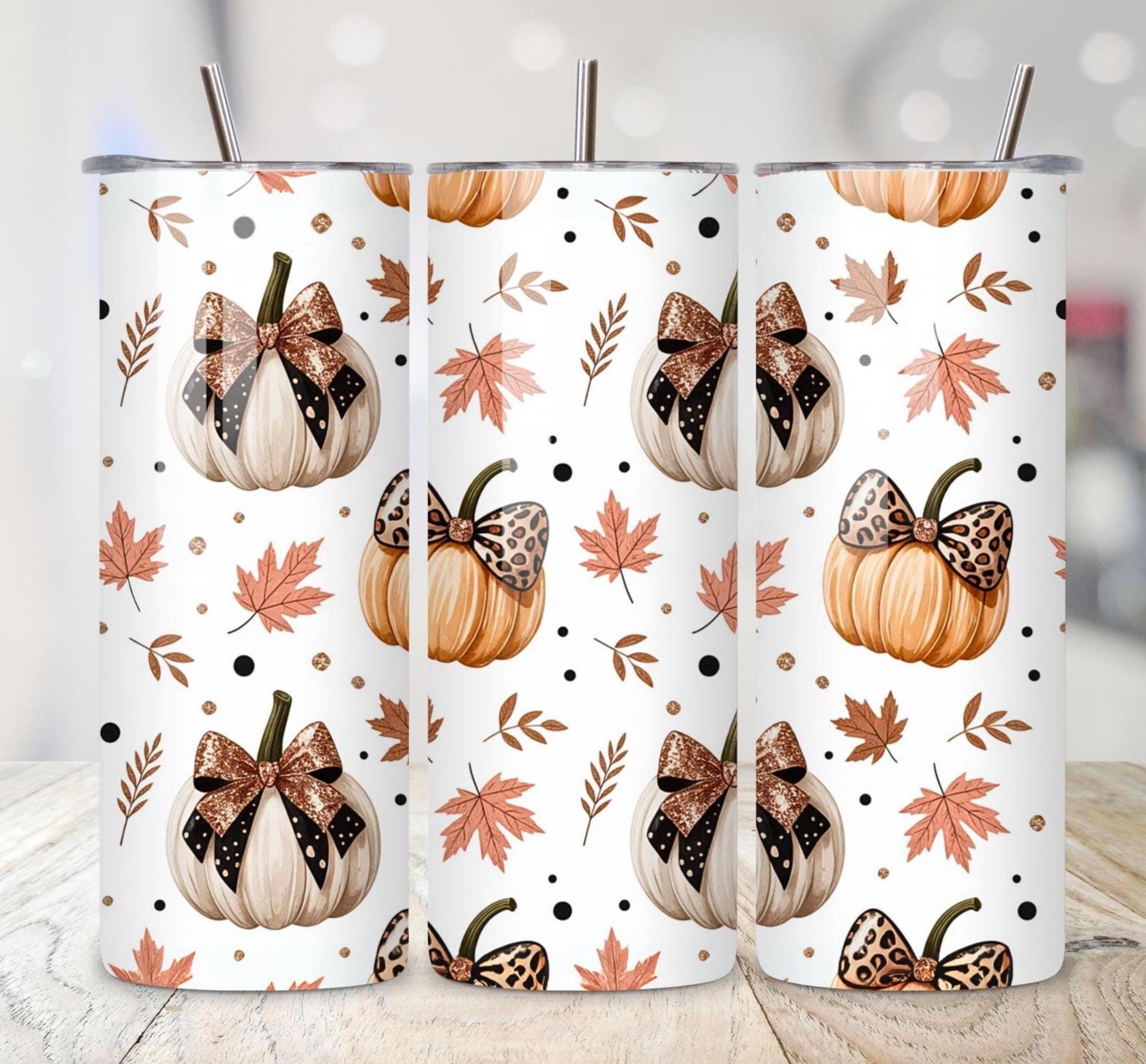 Fall Pumpkins Tumbler Wrap PNG: Seamless Autumn Design (digital ...