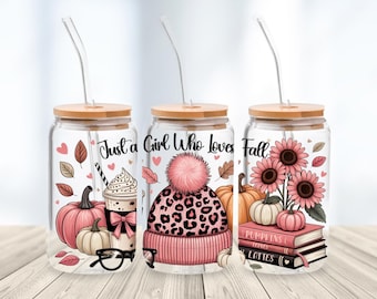 Fall Libbey Glass Can Wrap Sublimation Design (Digital Download)