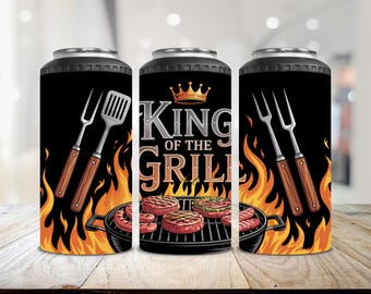 King Of The Grill Can Cooler Wrap PNG Design (Digital Download)