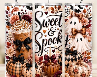 Halloween 20oz Tumbler Wrap, Sweet and Spooky Ghost PNG, Fall Sublimation Design, Digital Download