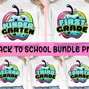 Retro Back to School PNG Bundle: Kindergarten-4th Grade (Digital Download