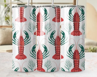 Crawfish Tumbler Wrap, Seafood Design, 20 oz Skinny Tumbler (Digital Download)