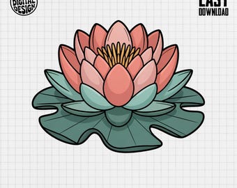 Lotus Flower Clipart: Floral Sublimation Design (PNG, PDF Download)