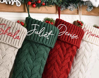 2025 Embroidered Christmas Stocking,Personalized Family Christmas Stockings,Knitted Stockings With Name,Monogram StockingHoliday Decor Gift