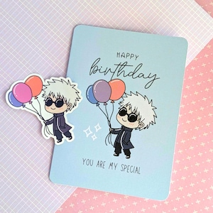 JJK Goj0 Birthday Card | Chibi Anime Birthday Greeting Card, Anime Lovers Gift, Manga Lover Birthday | Buy 3 items get 25% OFF entire store!