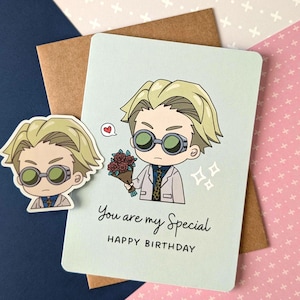 JJK Nanami Birthday, Anniversary, Love Card | Chibi Cute Anime Artwork | Gift for manga lovers | Personalize your greeting message