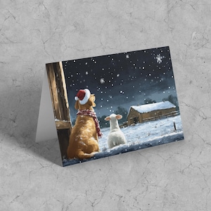 Lot de 6 cartes différentes - Nelson le chien Golden Retriever A6, lot de 6 cartes de Noël Farm Friends - 6 cartes de Noël - A6 - 350 g/m²