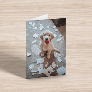 Tarjeta de San Valentín con el cachorro de golden retriever Nelson: tarjeta de 7 x 5, 350 g/m²