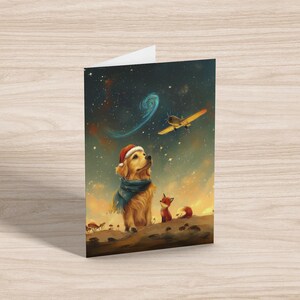 Cartão de Natal Golden Retriever Dog Christmas Flight - Cartão 5x7 - 350 gsm