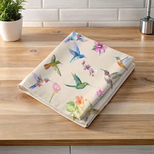 Hummingbird Tea Towels Cotton Kitchen Towel Hummingbird Home Decor Nature Lover Gift Bird Lover Decor Garden Tea Towel Home Decor
