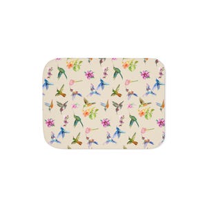 Sherpa Blanket with Hummingbird and Flower Design Cozy Home Decor Floral Throw Blanket Gift for Nature Lovers Soft Couch throw