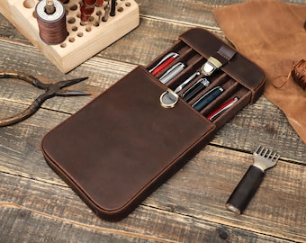 Custom Leather Pen Box, Fountain Pen Case, Leather Pen Holder, Office School Accessories, Pen Storage Box, Leather Gift For Men