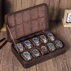 Scatola porta orologi in pelle da 8/10/12 scomparti, custodia per orologi in pelle, scatola espositiva per orologi, organizer per orologi di grande capacità, regalo per uomo