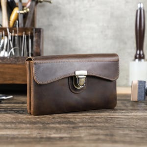 Personalized Leather Belt Clip Bag, Handmade Phone Pouch, Durable Phone Holster, Custom Waist Belt Bag, Gift for Father