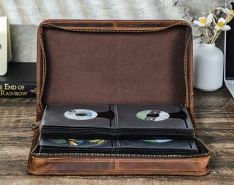 Custom Leather CD DVD Storage Case, 80 Pcs Discs Organizer Box, CD Collection Case, Christmas Gift
