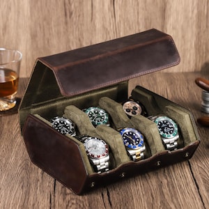 Scatola porta orologi esagonale in pelle 6/8, custodia porta orologi personalizzata, custodia porta orologi a rotolo, scatola porta orologi personalizzata, espositore per orologi