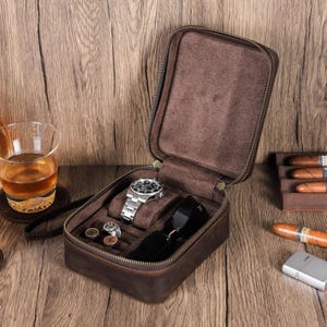 Top Grain Leder Schmuckschatulle, Leder Uhrenetui, Herren Sonnenbrillen Etui, Schmuck Aufbewahrungsorganisator, Geschenk für ihn, Trauzeugen Geschenk