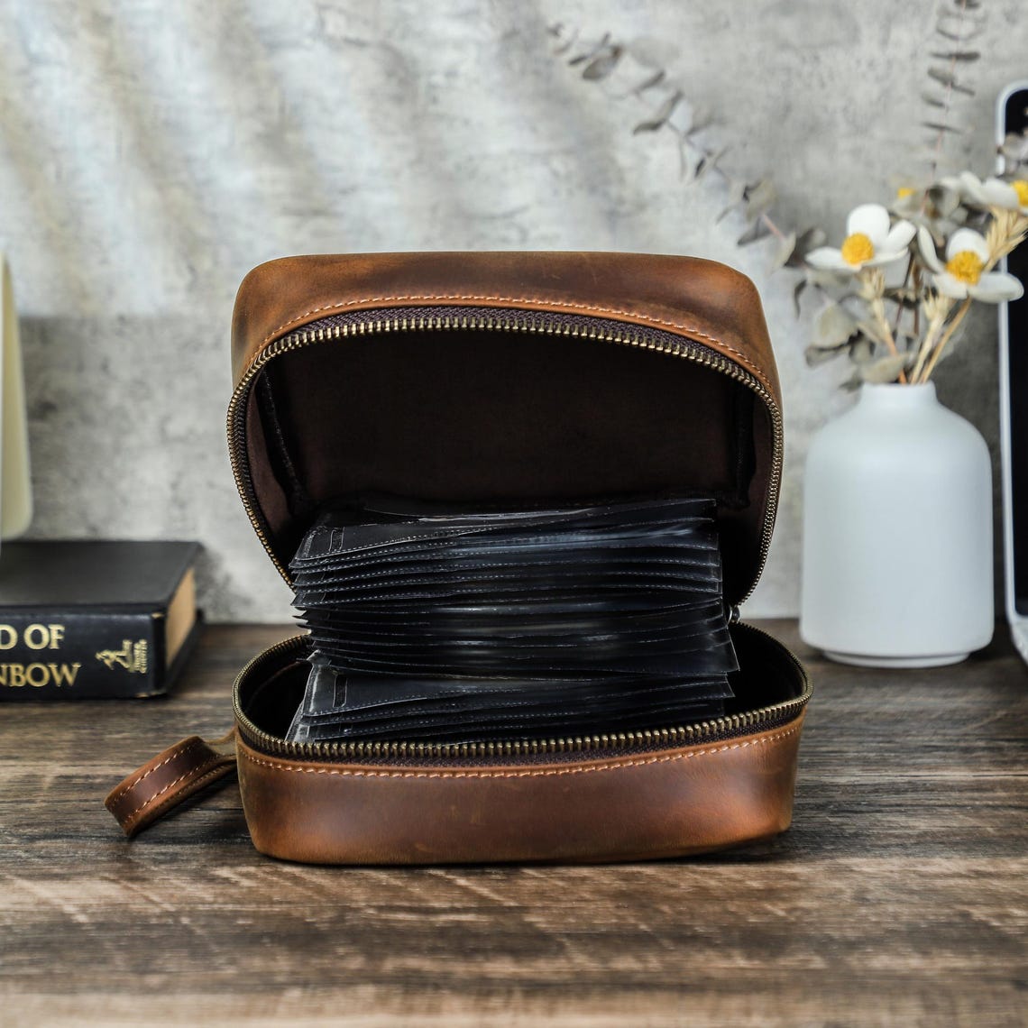 Personalized Leather CD DVD Storage Case, 56 Pcs Discs Organizer Box ...