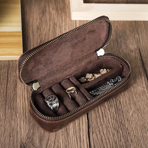 Benutzerdefinierte Leder Schmuck Reisebox, Leder Schmuck Zubehör Organizer für Manschettenknöpfe, Ringe, Armbänder - Hochzeit Groomsmen Geschenke