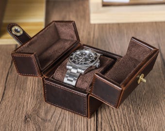 Luxury Watch Display Box, Leather Watch Storage Box, Travel Watch Organizer Box, Men Watch Case, Gift for Him