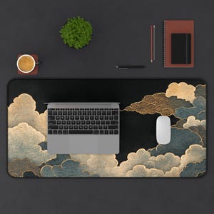 Japanese Clouds Desk Mat XL Anime Gaming Mousepad Blue Cloud Aesthetic Deskmat Otaku Streamer Setup Gift image 4