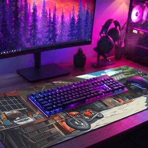 Japanese Garage Anime Desk Mat XL Gaming Mousepad Vintage Motorcycle JDM Aesthetic Deskmat Setup Accessory Gift For Gamers