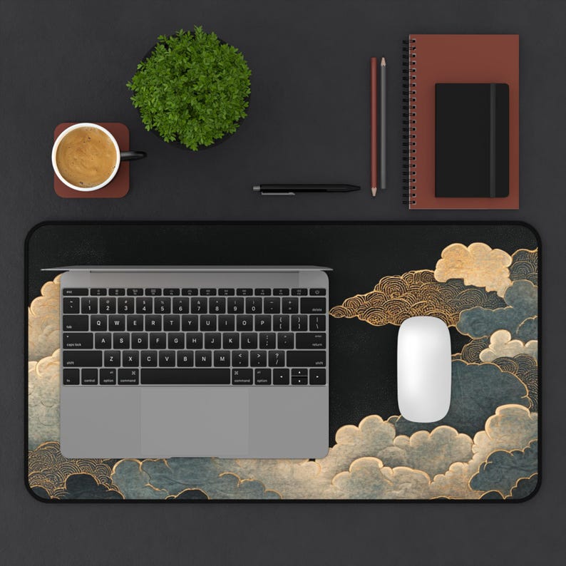 Japanese Clouds Desk Mat XL Anime Gaming Mousepad Blue Cloud Aesthetic Deskmat Otaku Streamer Setup Gift image 7