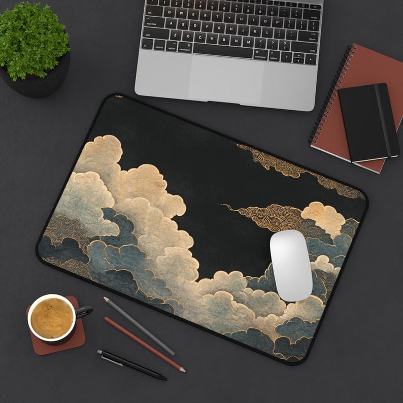 Japanese Clouds Desk Mat XL Anime Gaming Mousepad Blue Cloud Aesthetic Deskmat Otaku Streamer Setup Gift image 6