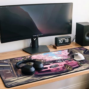 Japansk körsbärsblom Anime Skrivbordsmatta XL Gaming Musmatta JDM Bil Estetisk Skrivbordsmatta Setup Tillbehör Present För Gamers Otaku