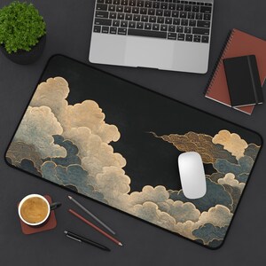 Japanese Clouds Desk Mat XL Anime Gaming Mousepad Blue Cloud Aesthetic Deskmat Otaku Streamer Setup Gift image 5