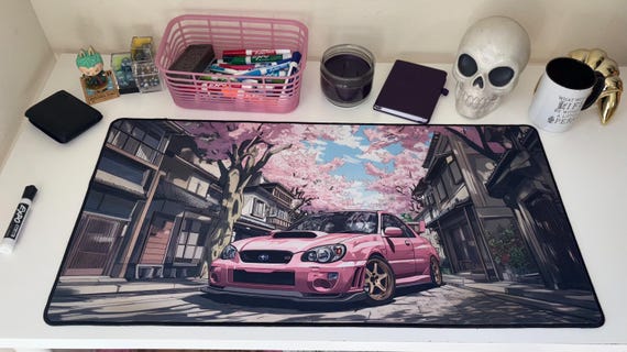 JDM Cherry Blossom Desk Mat XL Anime Gaming Mousepad Japanese Drift Car Aesthetic Deskmat Otaku Streamer Gift