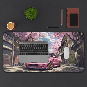 JDM Cherry Blossom Desk Mat XL Anime Gaming Mousepad Japanese Drift Car Aesthetic Deskmat Otaku Streamer Gift image 4