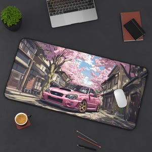 JDM Cherry Blossom Desk Mat XL Anime Gaming Mousepad Japanese Drift Car Aesthetic Deskmat Otaku Streamer Gift image 3