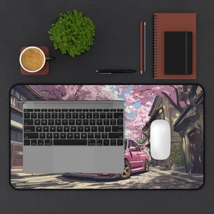 JDM Cherry Blossom Desk Mat XL Anime Gaming Mousepad Japanese Drift Car Aesthetic Deskmat Otaku Streamer Gift image 7