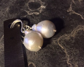 17mm Baroque Pearl ~Artisan Sterling Silver  Earrings