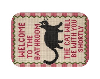 Cat Lover Bath Mat, Cottagecore Bath Mat, Housewarming Gift, Pet Parent Home, Funny Meme Gift, Unique Trendy Home Decor